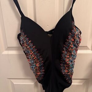 Miraclesuit Black and Multicolor One Piece Swimsuit